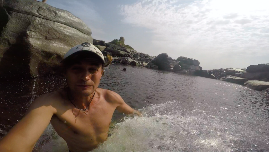 Waterfall and natural pool in Hampi